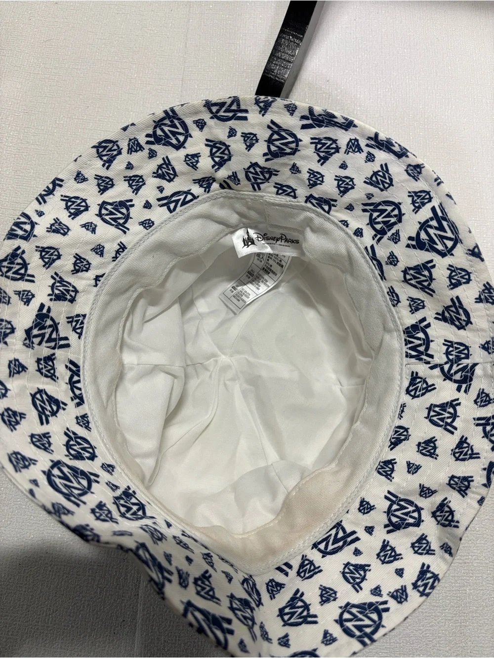 Disney White and Navy Blue Logo Print Bucket Hat